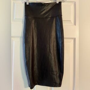 SPANX Black Faux Leather High-Rise Pencil Skirt